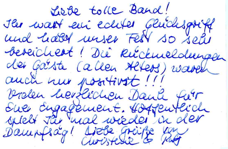 Dankkarte eines Hochzeitspaars